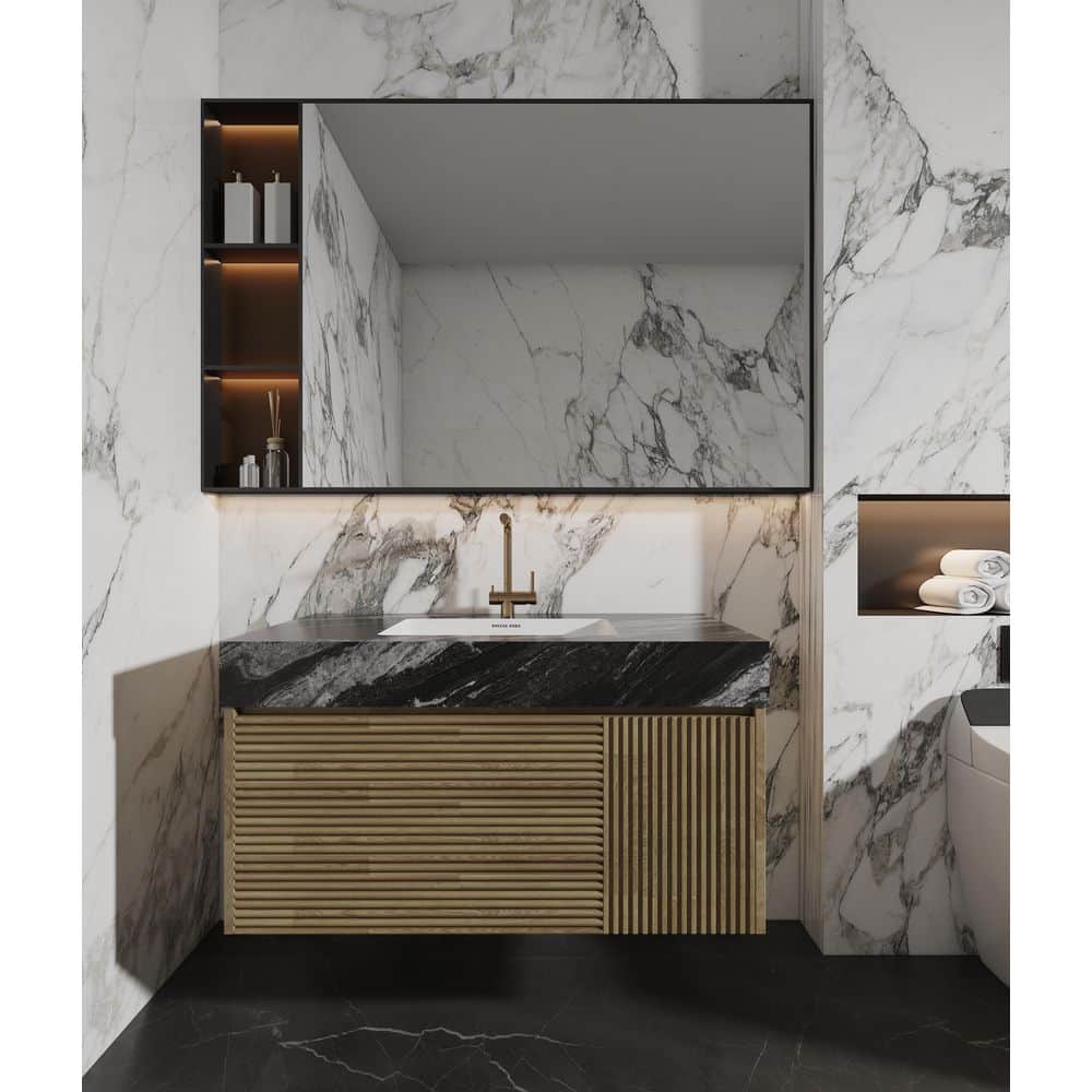 42 in. W x 21.7 in. D Porcelain Single Sink Vanity Top in Ebony Black with Pre-Drilled Faucet Hole price history on PriceWatchPro