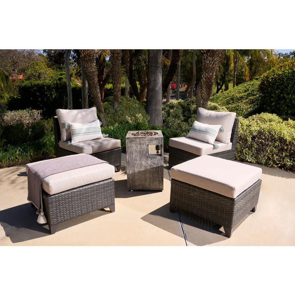 Gray Rectangular Stone Propane Fire Pit Column