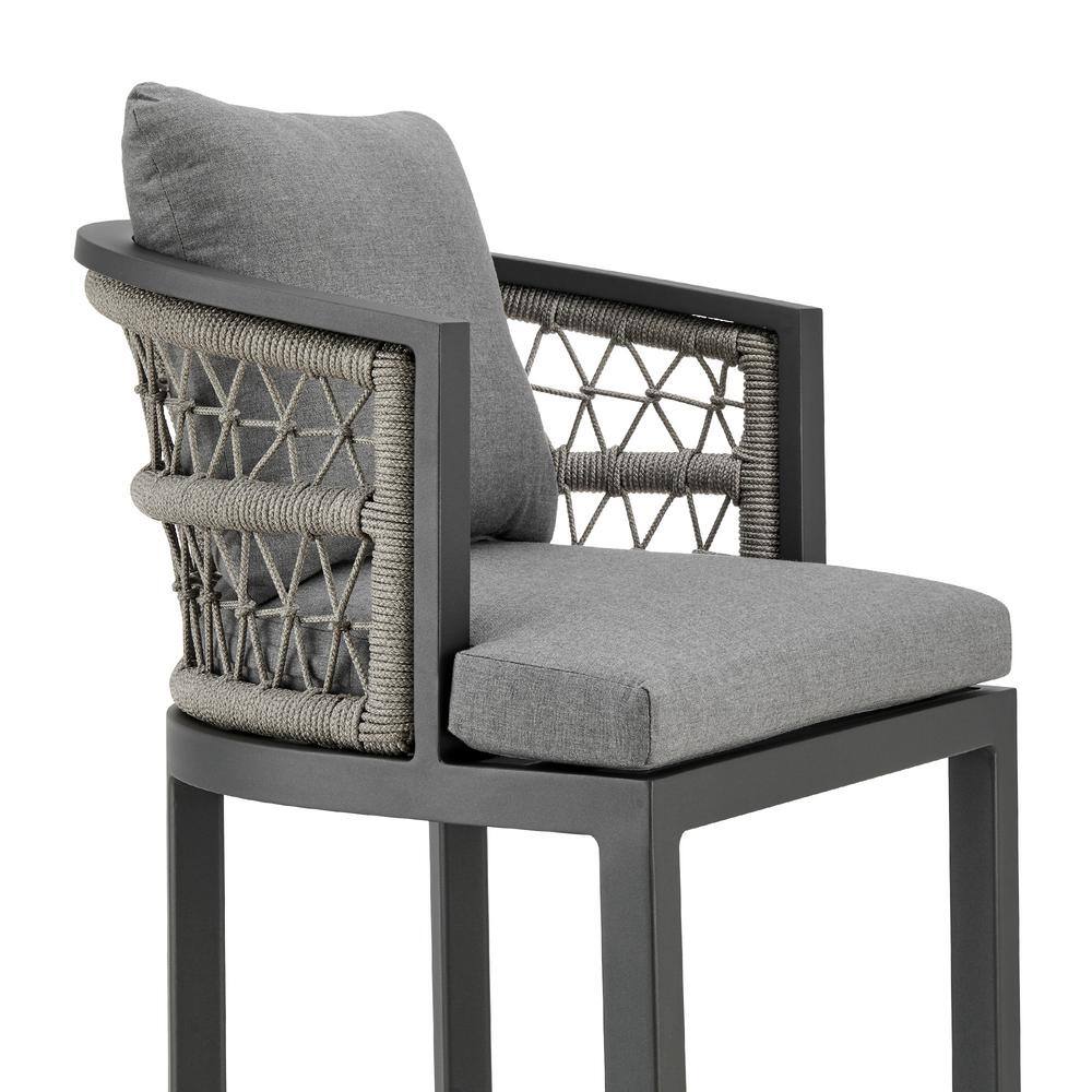 Zella Gray Aluminum Outdoor Counter Stool with Cushions