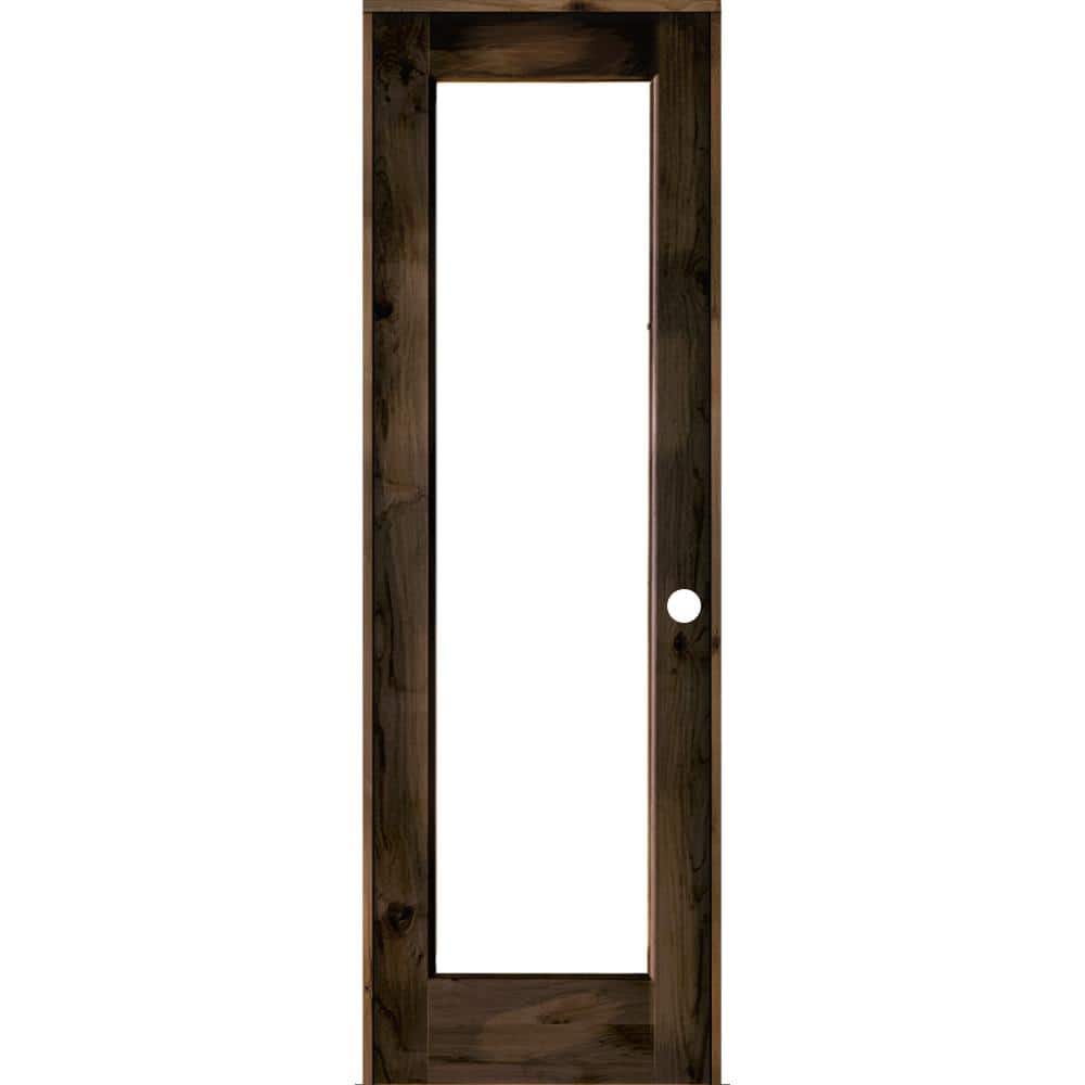 28 in. x 96 in. Rustic Knotty Alder Left-Hand Full-Lite Clear Glass Black Stain Solid Wood Single Prehung Interior Door price history on PriceWatchPro