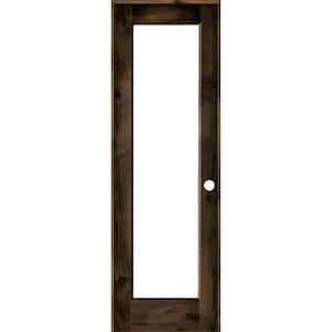 28 in. x 96 in. Rustic Knotty Alder Left-Hand Full-Lite Clear Glass Black Stain Solid Wood Single Prehung Interior Door