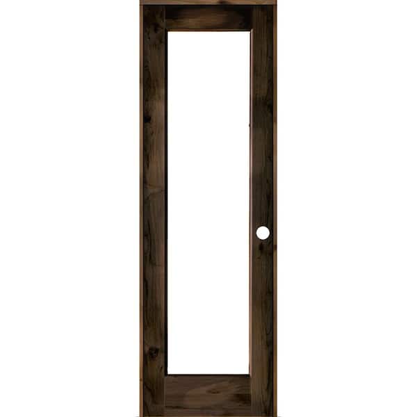 Krosswood Doors 28 in. x 96 in. Rustic Knotty Alder Left-Hand Full-Lite Clear Glass Black Stain Solid Wood Single Prehung Interior Door