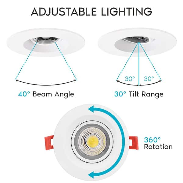 Satco S11824 10.5W LED outlets Gimbal Retrofit Downlight; 5-6inch ; CCT Selectable; 4pk