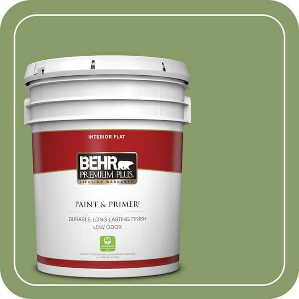 BEHR PREMIUM PLUS 5 gal. #M370-5 Agave Plant Flat Low Odor Interior Paint & Primer