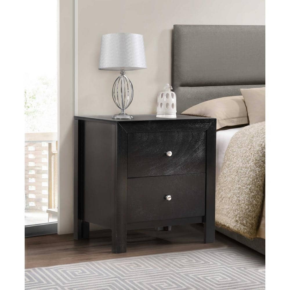 Burlington 2-Drawer Black Nightstand (25 in. H x 22 in. W x 17 in. D)