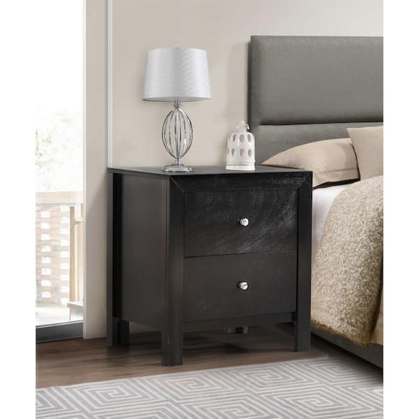 AndMakers Burlington 2-Drawer Black Nightstand (25 in. H x 22 in. W x 17 in. D)
