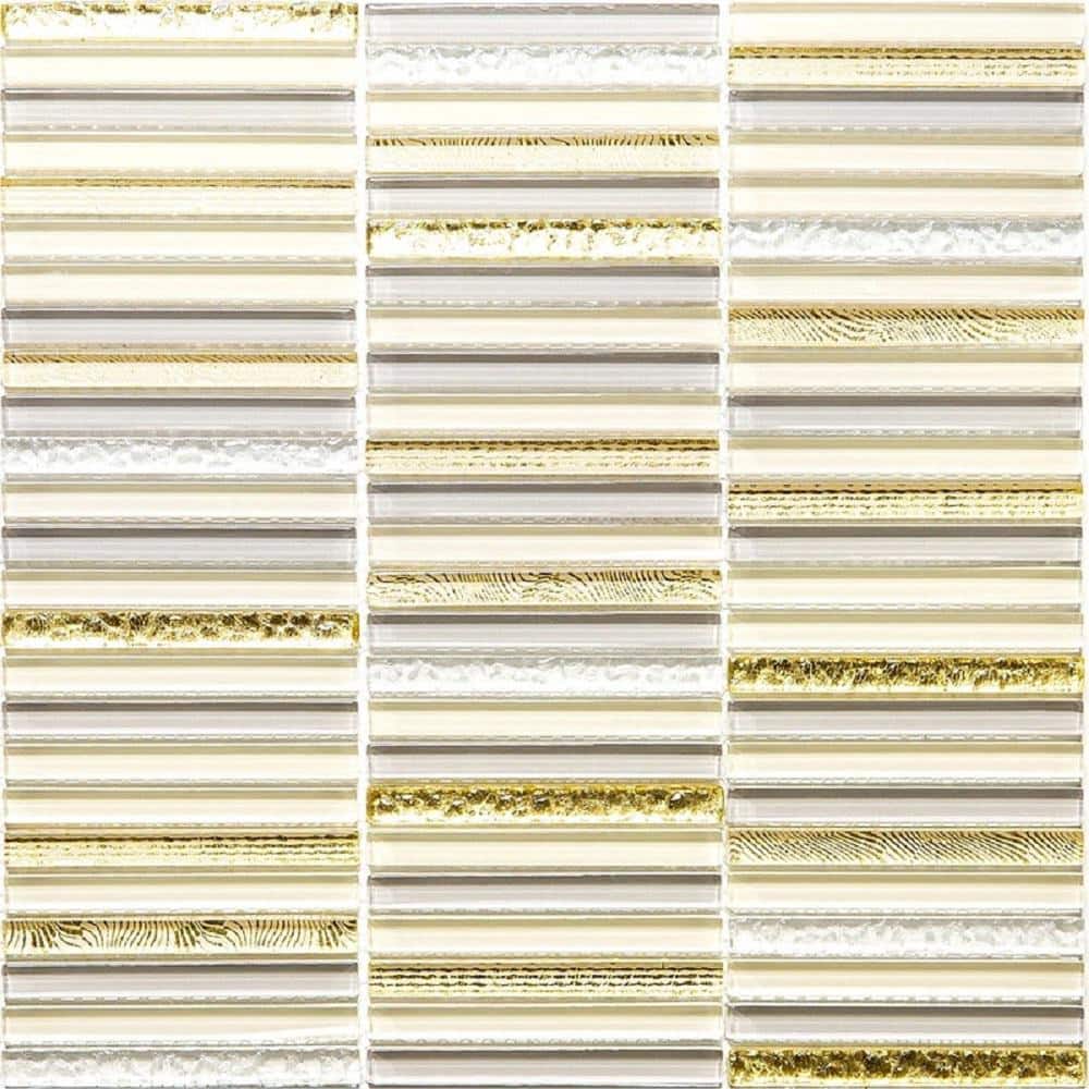 Waterfall Gold 4 in. x 5 in. Polished Linear Glass Mosaic Tile Sample (0.13 sq. ft./Piece) price history on PriceWatchPro