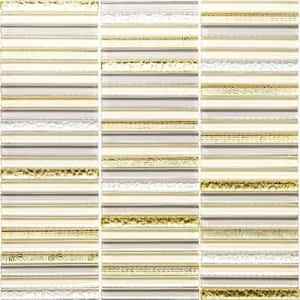Waterfall Gold 11.8 in. x 11.8 in. Polished Linear Glass Mosaic Tile (5-Pack) (4.83 sq. ft./Case)