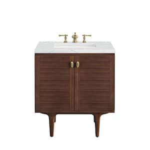 Amberly 30.0 in. W x 23.5 in. D x 34.7 in . H Bathroom Vanity in Mid-Century Walnut with Ethereal Noctis Quartz Top
