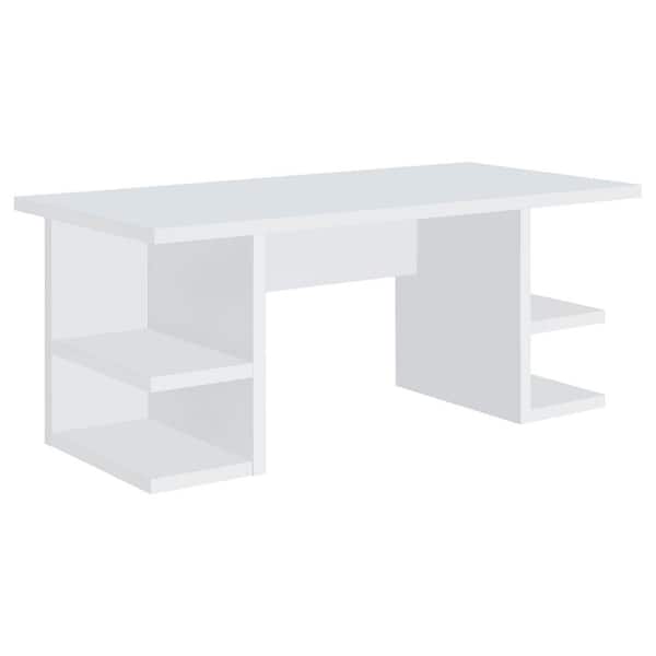 Coaster Alice 70.75 in. White Writing Desk with Open Shelves