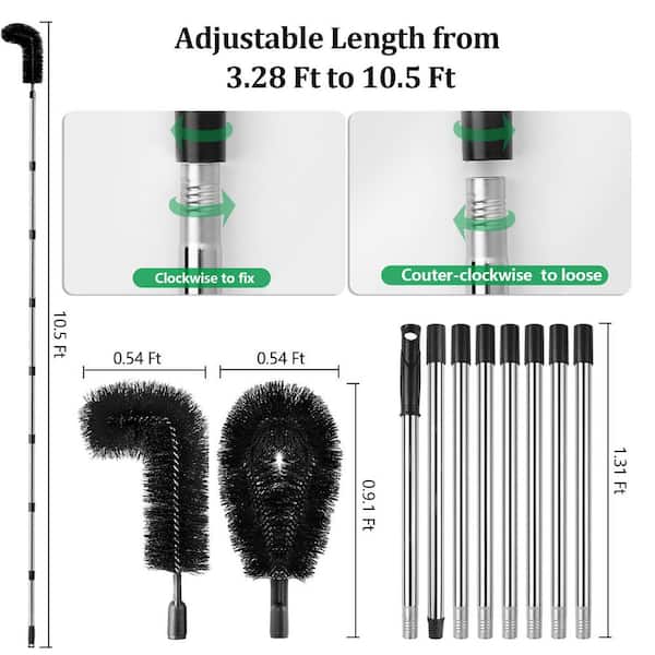 Multi-Purpose Gutter Cleaning Brush Head – Flexible Steel Core, Rust-Resistant, Fits Extension Poles, For Roofs, Drains & Narrow Grooves