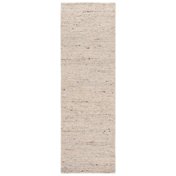 Earthly 2 ft. x 8 ft. Light Beige Flecked Solid Runner Rug