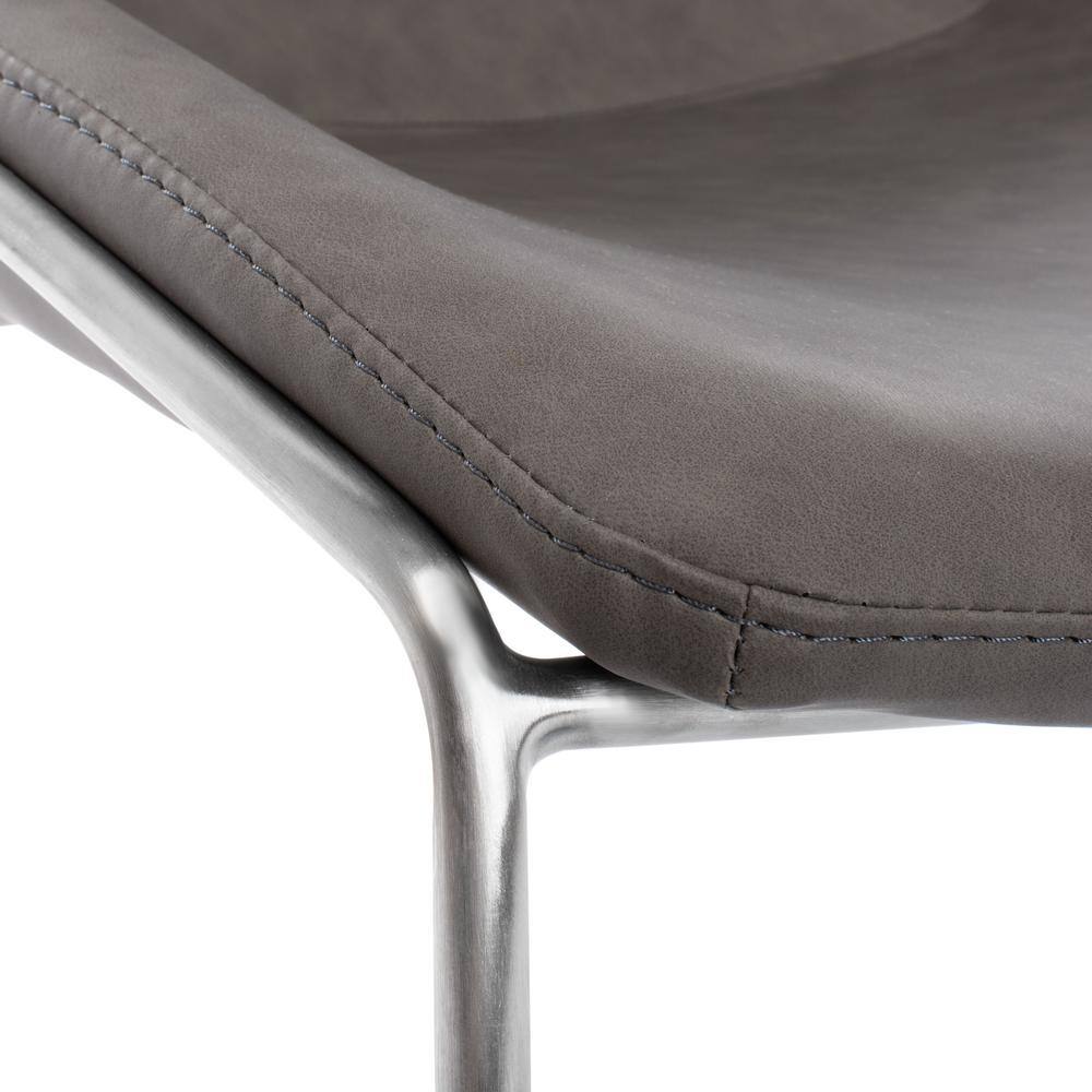 Ash Grey Faux Leather Upholstered Side Chair with Metal Legs