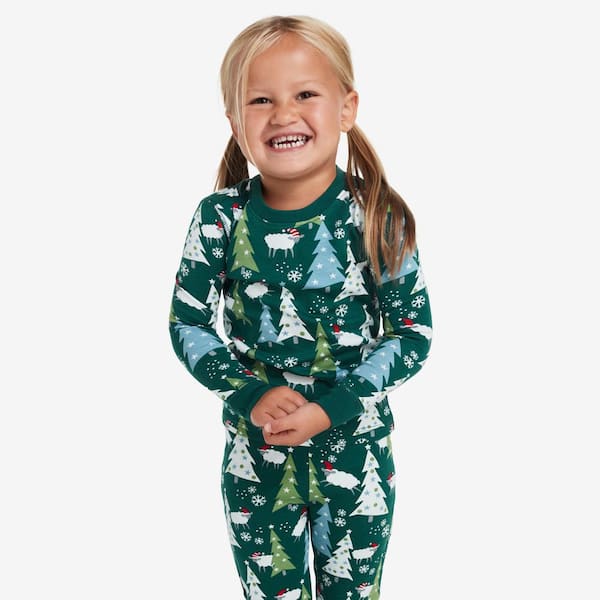 The Company Store Company Cotton Printed Unisex 6/7 Green Multi Pajama Set