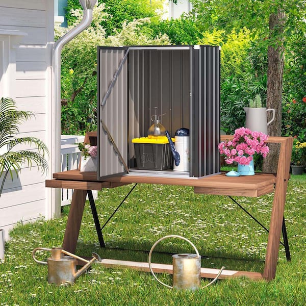 Zeus & Ruta 2 ft. W x 2 ft. D Metal Rectangle Outdoor Storage Shed