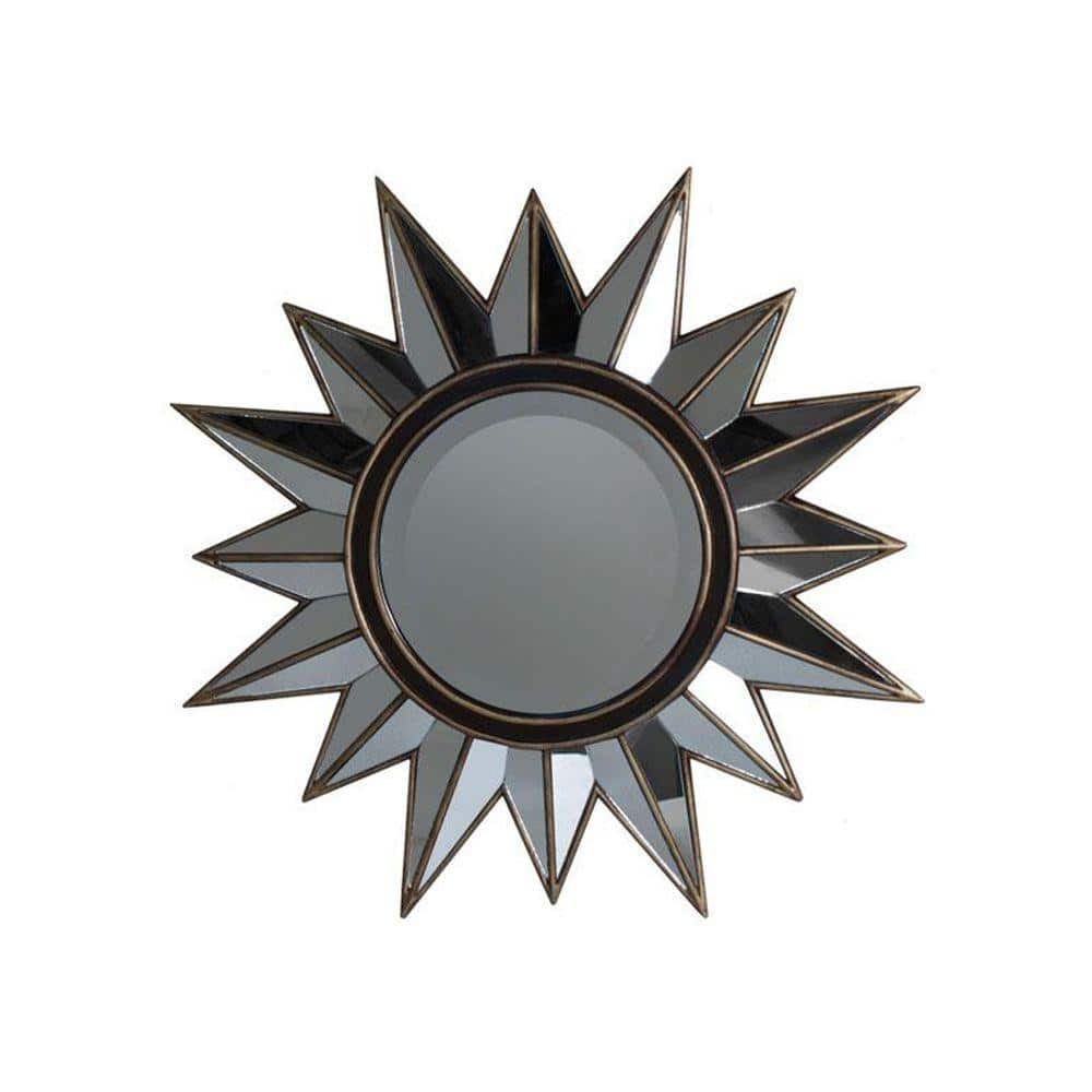 27.75 in. H x 27.75 in. W Sunburst Brown And Gold Framed Mirror