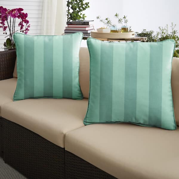 Sorra Home Preview Lagoon Square Outdoor/Indoor Large Knife Edge Throw Pillow 24 in. x 24 in. (Set of 2)