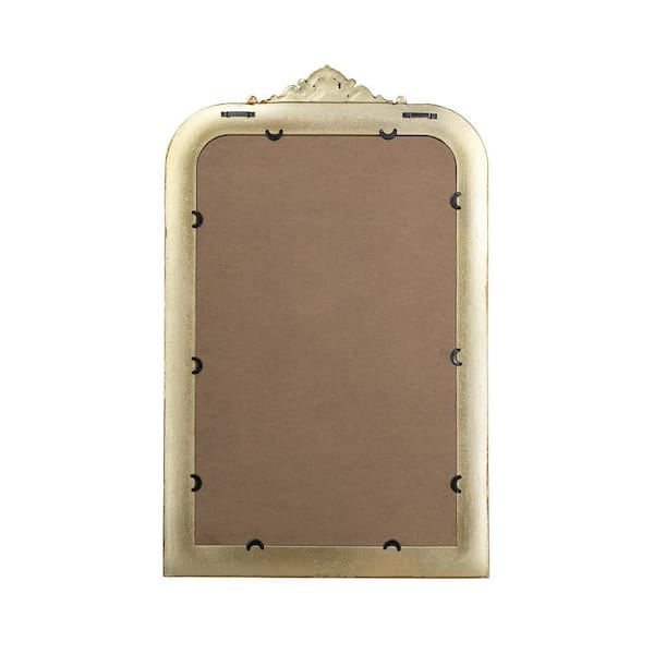 23.5 in. x 1 in. x 37.5 in. Gold Arched Wall Mirror with Ornate