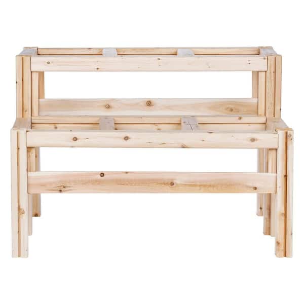 43 in. x 30 in. x 30 in. 2-Tiers 6-Bucket Elevated Unfinished Wood Cedar Garden Frame Raised Beds