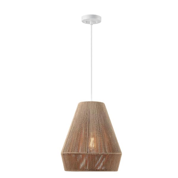 Globe Electric Grant 1-Light Twine and Matte White Pendant Lighting