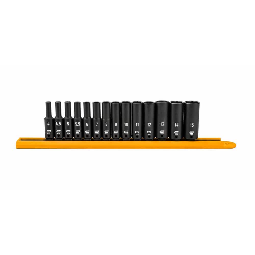 1/4 in. Drive 6-Point Metric Deep Impact Socket Set (14-Piece)