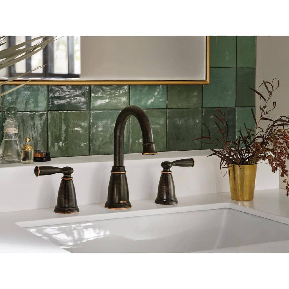 Mediterranean Bronze High Arc Two Handle Bathroom Faucet
