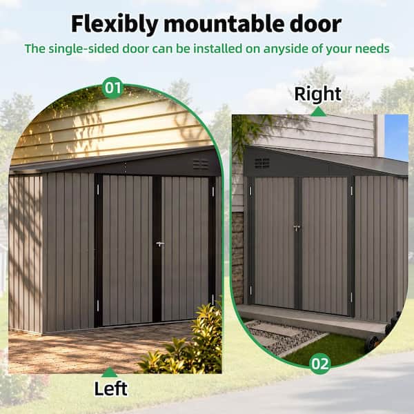 AECOJOY 8 ft. W x 10 ft. D Outdoor Metal Lean to Shed Garden