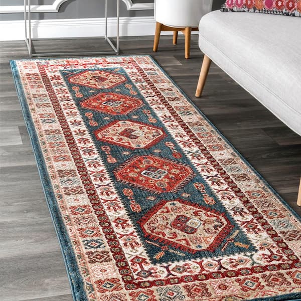 Qiana Blue 2 ft. x 8 ft. Southwestern Runner Rug