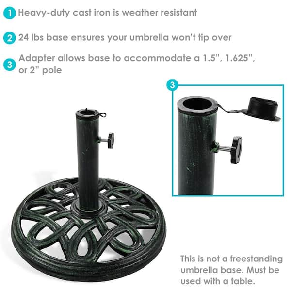 Round Cast Iron Umbrella Stand w Sleeve (Verdi Grey