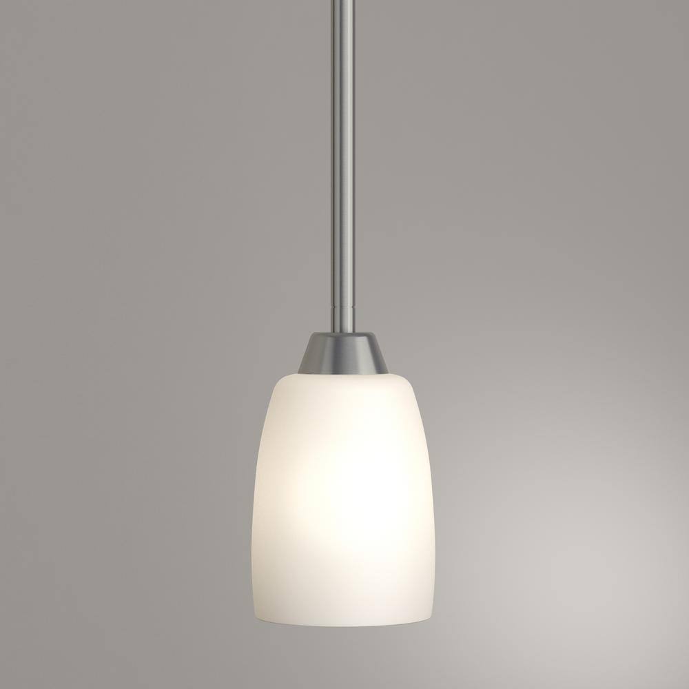 Brushed Nickel Mini Pendant Light with Etched Glass Shade
