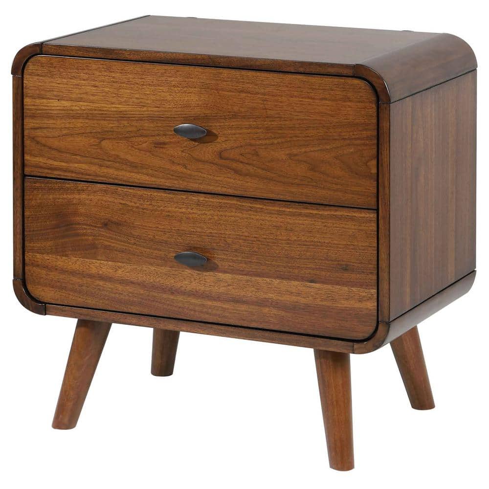 Robyn Dark Walnut 2-Drawer Mid-Century Modern Nightstand