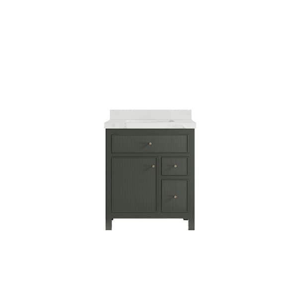 Willow Collections Sonoma 30 in. W x 22 in. D x 36 in. H Bath Vanity in Pewter Green with 2 in. Calacatta Nuvo Top