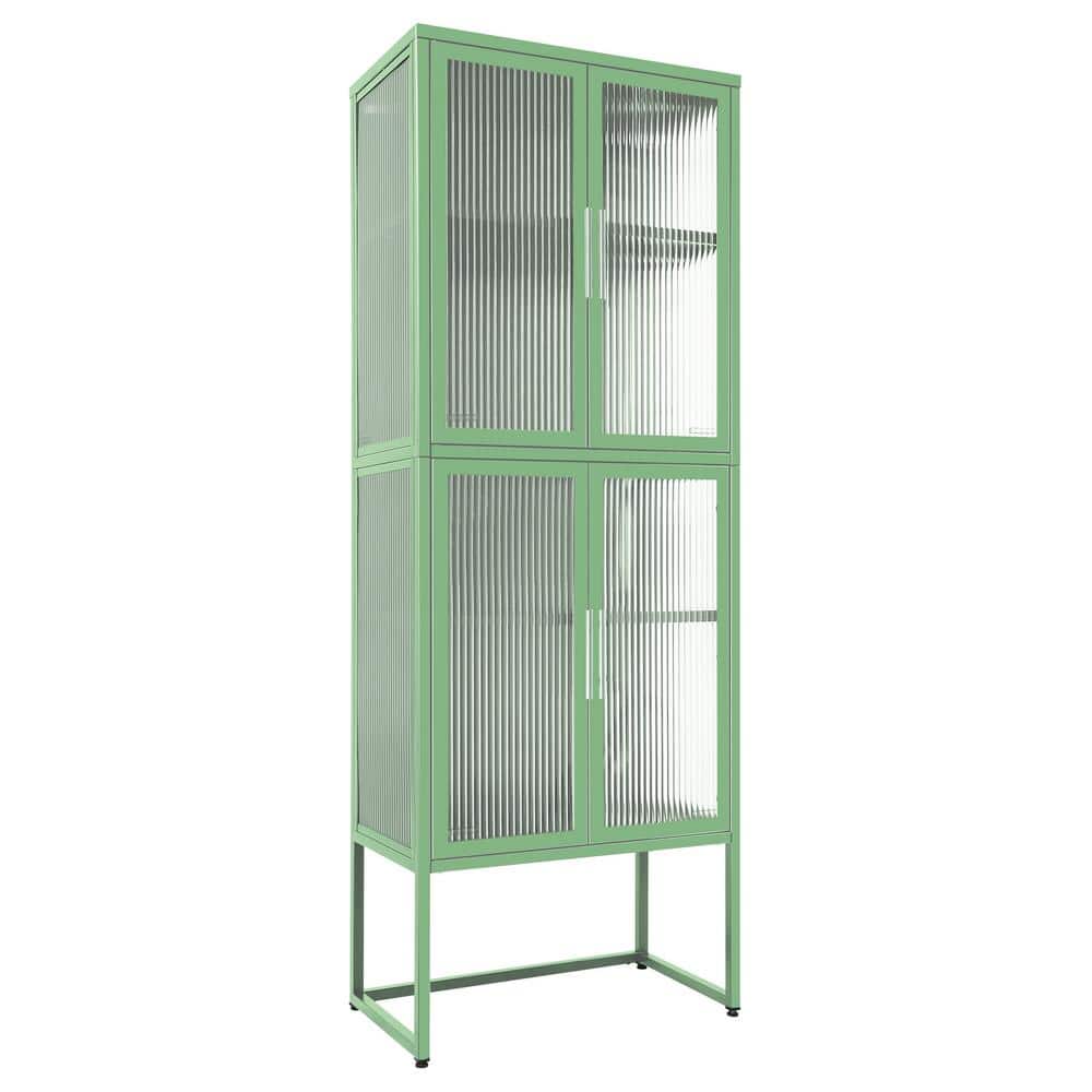 23.7 in. W x 13.8 in. D x 53.5 in. H Mint Green Linen Cabinet with Adjustab