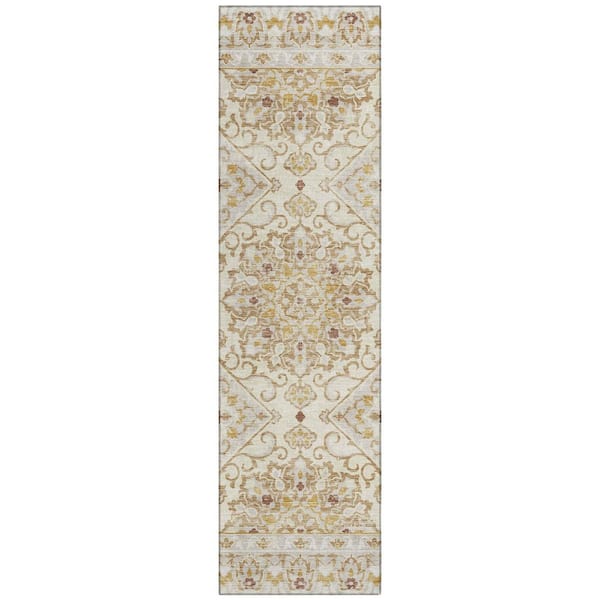 Chantille Machine Washable Indoor/Outdoor Abstract ACN3155 Cream 2 ft. x 7 ft. Runner Rug