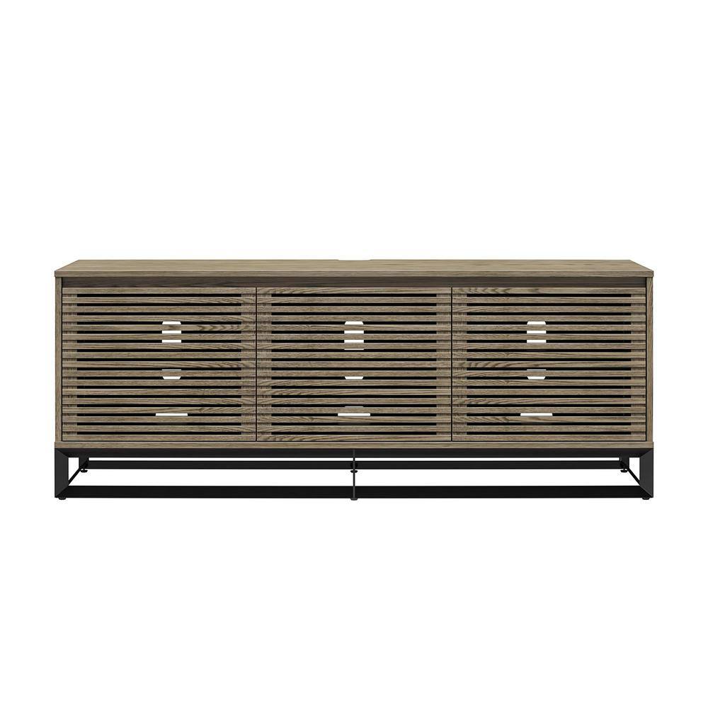 68 in. Media Console with Beveled Steel Base for TVs up to 77 in., Sterling
