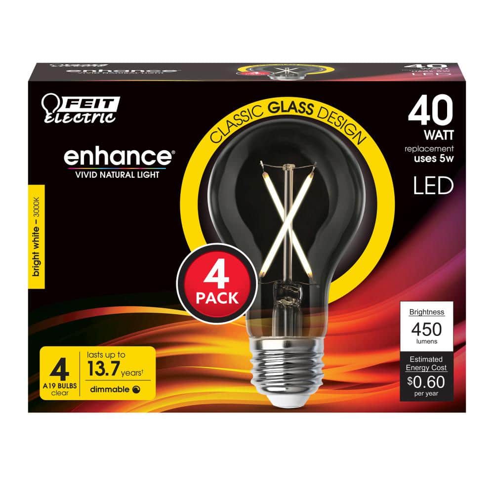 Clear Glass Dimmable Edison LED Light Bulbs, 4-Pack