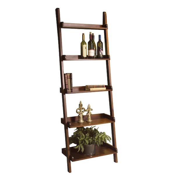 International Concepts 75 5 In, Ladder Espresso Wood 5 Shelf Bookcase