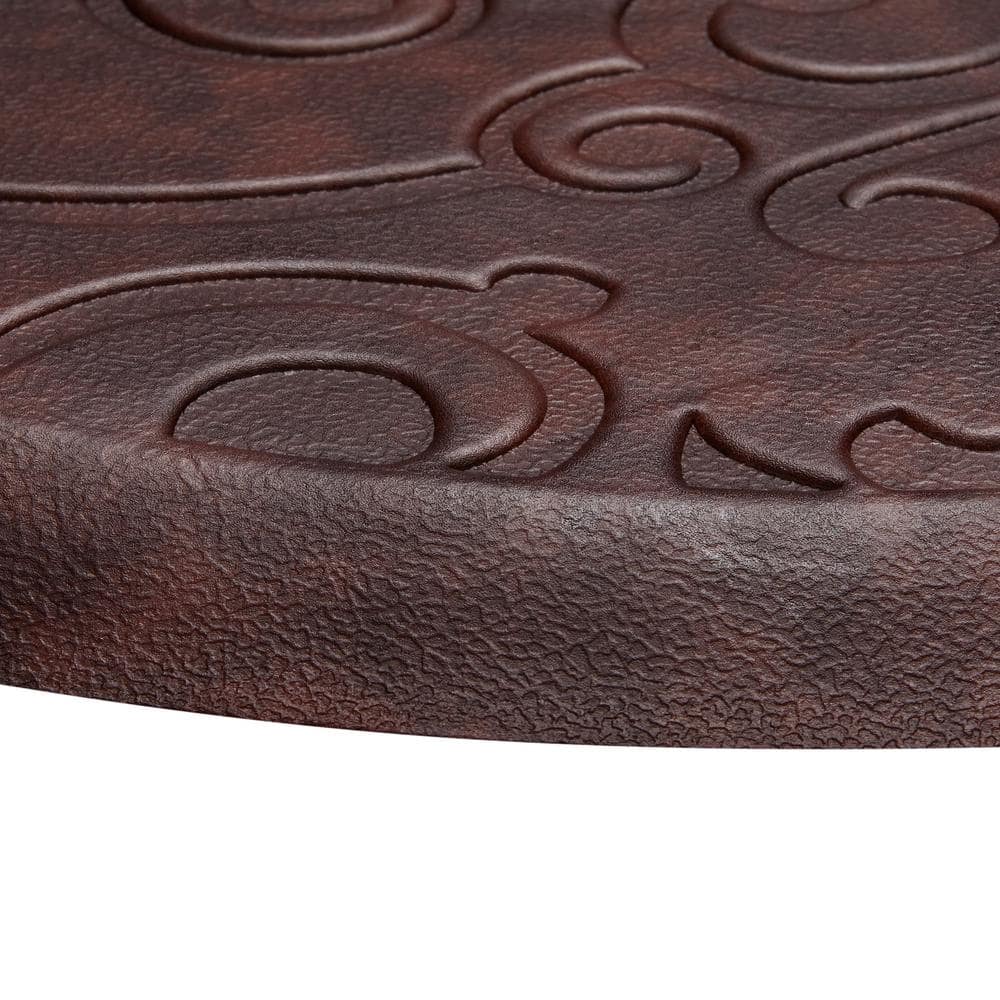 Clarance Red Faux Leather Anti-Fatigue Kitchen Mat, 17.5x60