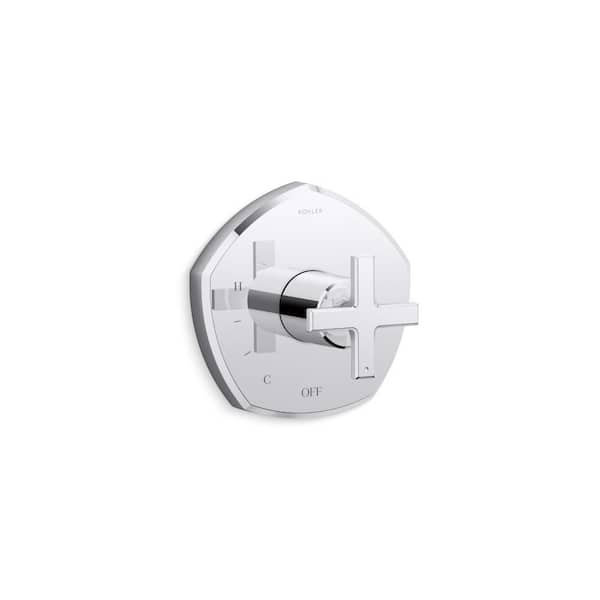 KOHLER Occasion Cross 1-Handle Tub and Shower Faucet Trim in Polished Chrome with Pressure-balancing Technology