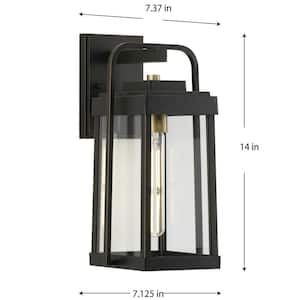 Walcott 1-Light Antique Bronze with Brass tone Accents Clear Glass Transitional Outdoor Wall Lantern Sconce