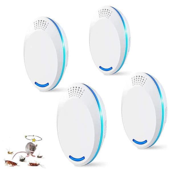 UltraSonic Pest Control Kit 4-Pack Indoor Mouse, Rat and Spider Repeller, Plug-In Roach Defense for a Rodent-Free Home