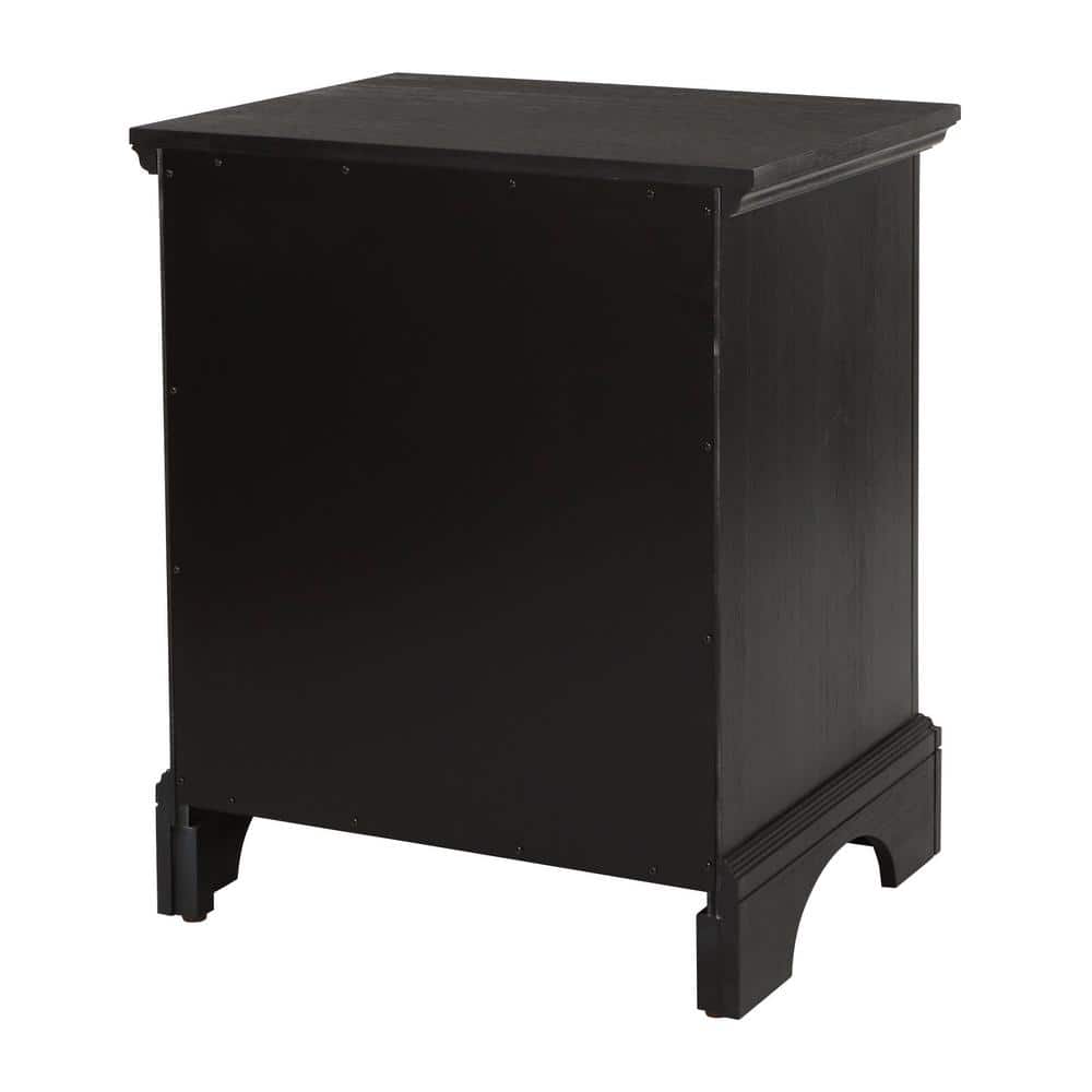 Rustic Black Mahogany 2-Drawer Nightstand with Tray