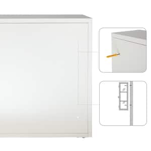 27.6 in. W x 9.1 in. D x 23.6 in. H Bathroom Storage Wall Cabinet in White with Haze Glass Door and 2 Shelves