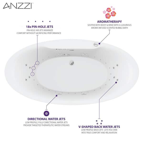 ANZZI Heidi Series 67 in. x 34 in. Acrylic Combination 50 Gallon
