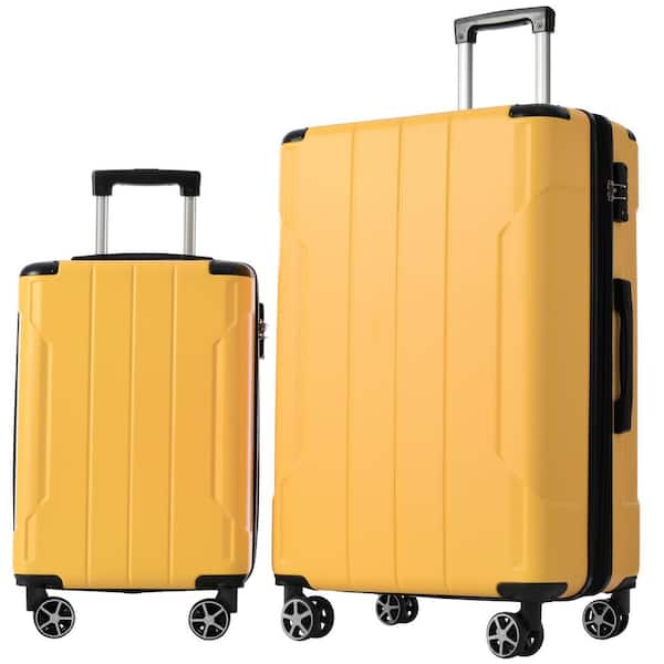 Merax Yellow Lightweight 2-Piece Expandable ABS Hardshell Spinner Luggage Set with TSA Lock and Reinforced Corner Bumpers