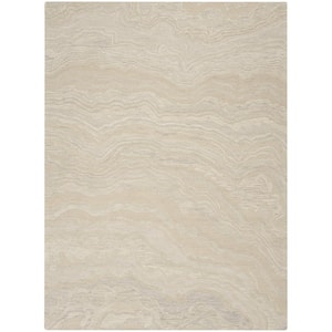 Graceful Beige 9 ft. x 12 ft. Abstract Contemporary Area Rug