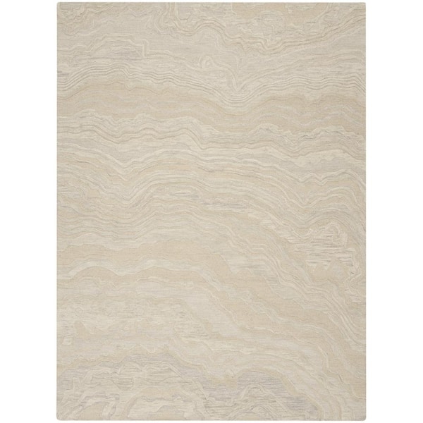Nourison Graceful Beige 9 ft. x 12 ft. Abstract Contemporary Area Rug