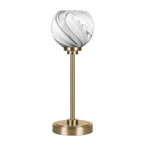 Unbranded Quincy 16.5 in. New Age Brass Accent Lamp with Onyx Swirl Glass Shade