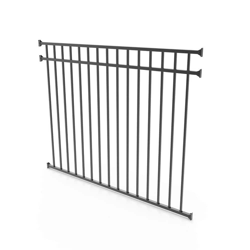 4.5 ft. x 6 ft. Textured Black Aluminum Flat Top Spaced Picket Metal Fence Panel Kit price history on PriceWatchPro