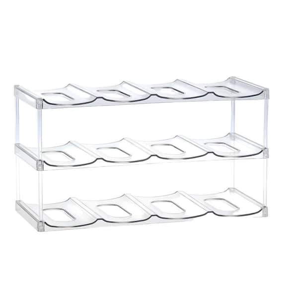 Wudkey 3 Tier Stackable Water Bottle Organizer, 12 Cup Clear Compartment  Holder, Wine Rack for Cabinet Countertop Fridge Pantry BX2C01_3 - The Home  Depot